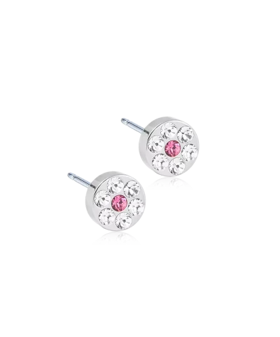 Серьги Хрустальный Диск, Кристалл/ розовый