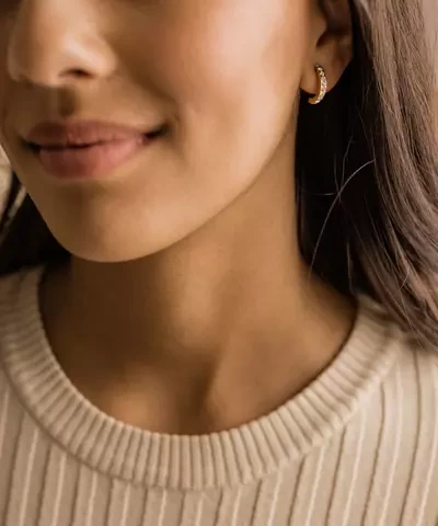 Серьги Подвеска Сверкающее Полукольцо 15 мм, Светлая фантазия