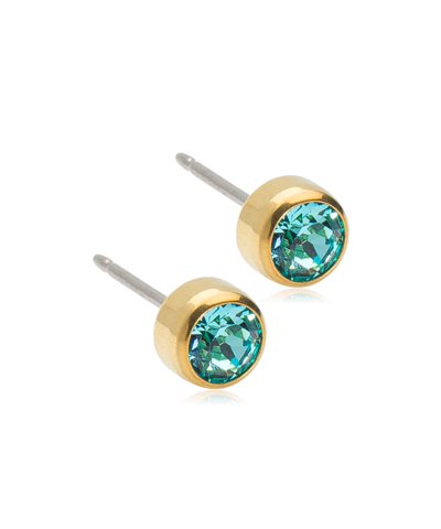 Серьги Безель 5 мм, Бирюзовый