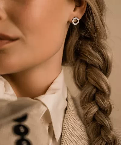 Серьги Мерцающий Диск Полый, Кристалл