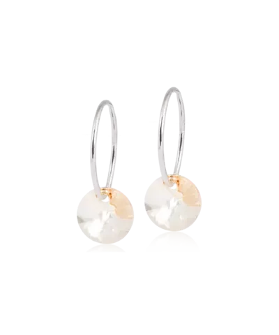 Серьги Колечки 14 мм, Подвеска Круг, Янтарный