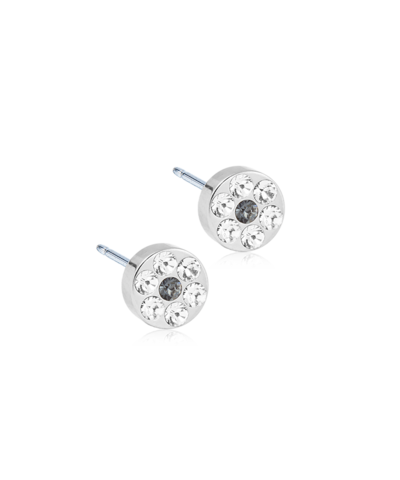 Серьги Хрустальный Диск, Кристалл/ черный бриллиант