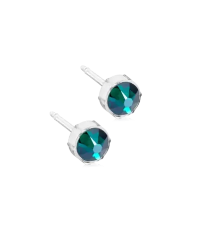 Серьги Безель 6 мм, Изумруд