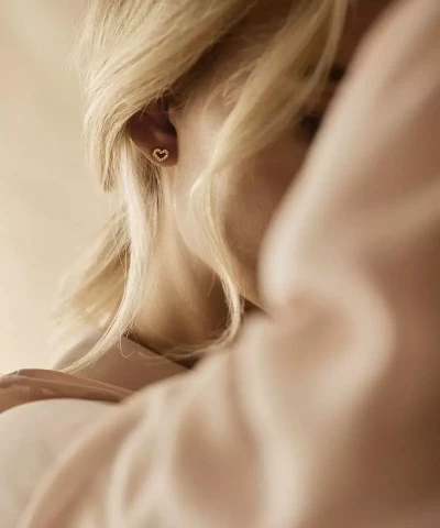 Серьги Мерцающее Сердце Полое, Кристалл