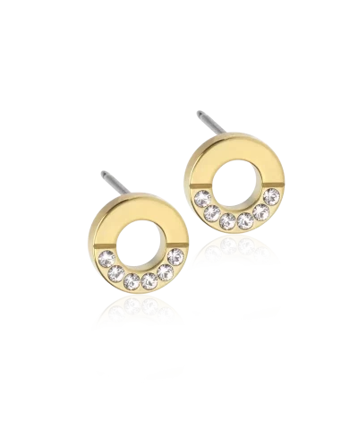 Серьги Мерцающий Диск Полый Сплит, Кристалл