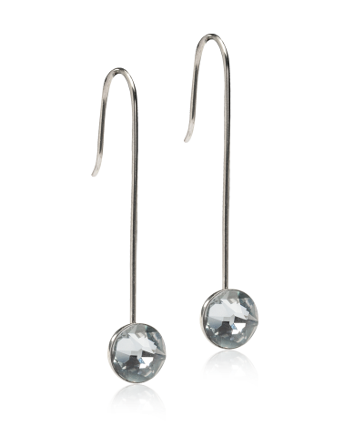 Серьги Подвеска Прямая Безель, Черный бриллиант