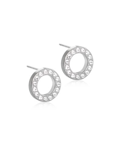 Серьги Сверкающий Диск Полый, Кристалл