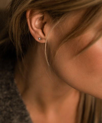 Серьги Безель 3 мм, Кристалл