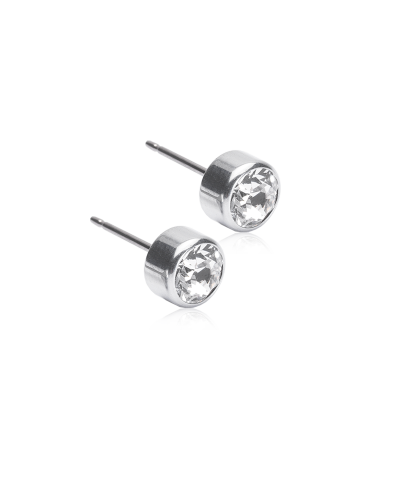 Серьги Безель 6 мм, Кристалл