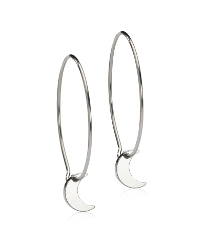 Серьги Колечки 25 мм, Подвеска Луна