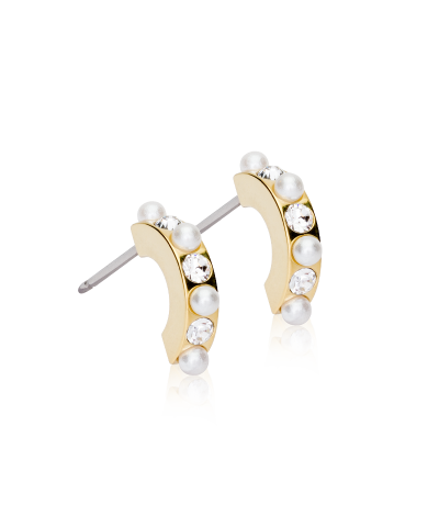 Серьги Подвеска Жемчуг Полукольцо 10 мм, Белый