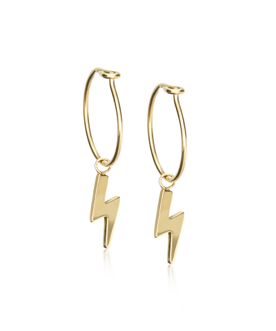 Серьги Колечки 14 мм, Подвеска Молния