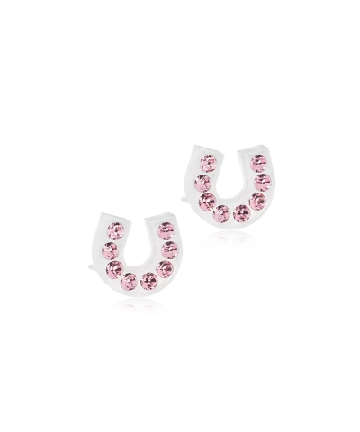 Серьги Сверкающая Подкова , Светло розовый