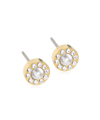 Серьги Сверкающий Ореол Жемчуг 6 мм, Белый