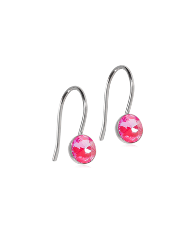 Серьги Подвеска Безель 5 мм, Блестящий розовый