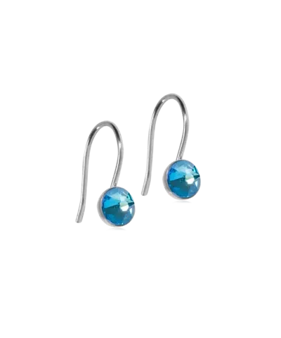 Серьги Подвеска Безель 5 мм, Блестящий синий