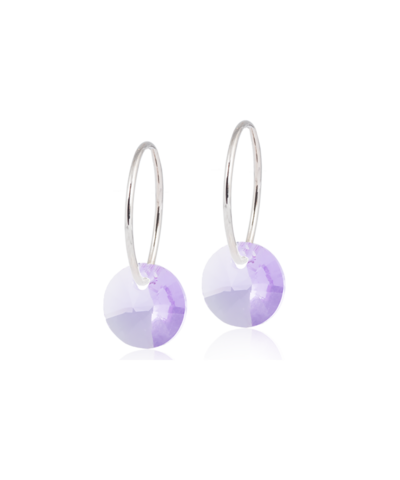 Серьги Колечки 14 мм, Подвеска Круг, Виолет