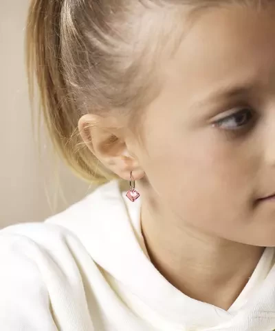 Серьги Квадрат, Розовый