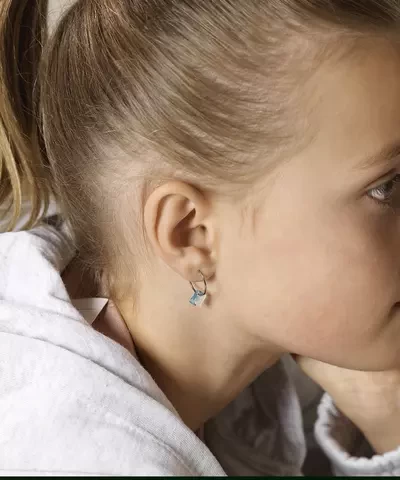 Серьги Квадрат, Аквамарин