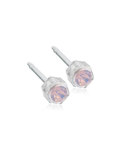 Серьги Безель 4 мм, Пастельный светло розовый