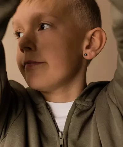 Серьги Безель 6 мм, Черный бриллиант