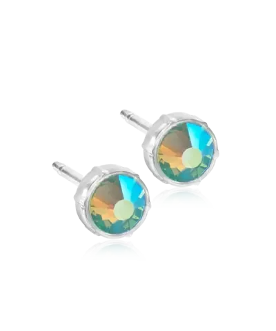 Серьги Безель 6 мм, Пыльно зеленый