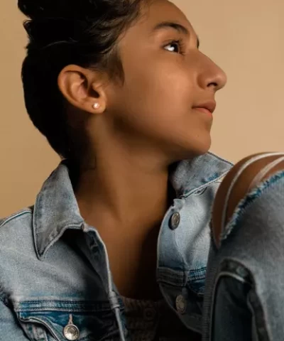 Серьги Безель 6 мм, Пыльно розовый