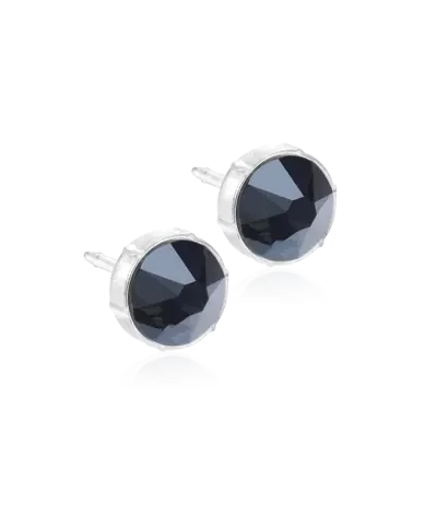 Серьги Безель 8 мм, Черный бриллиант