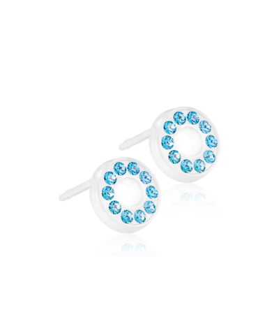 Серьги Блестящий Круг Полый, Аквамарин