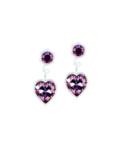 Серьги Подвеска Сердце, Светлый аметист