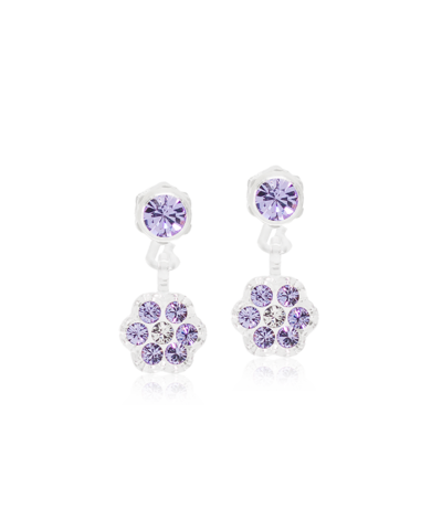 Серьги Подвеска Ромашка, Виолет/ кристалл