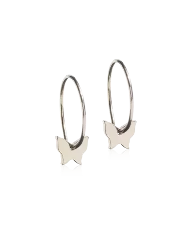 Серьги Колечки 14 мм, Подвеска Бабочка