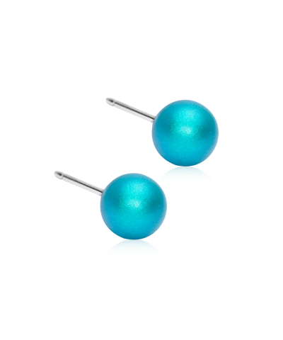 Серьги Жемчуг 6 мм, Голубой циркон