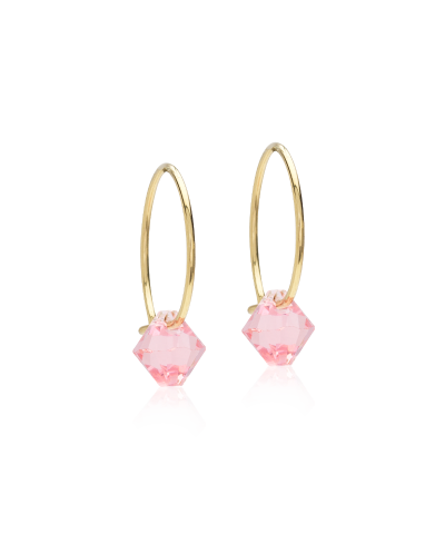 Серьги Колечки Бицоне, Светло розовый