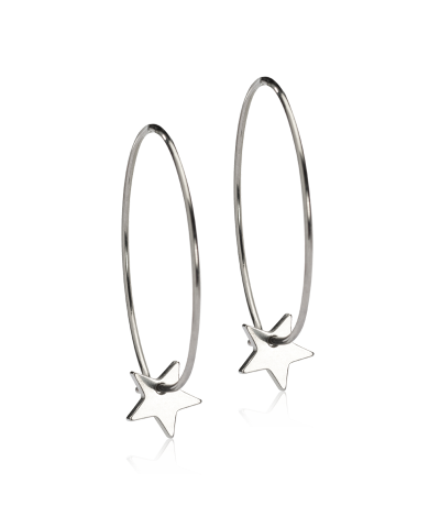 Серьги Колечки 25 мм, Подвеска Звезда