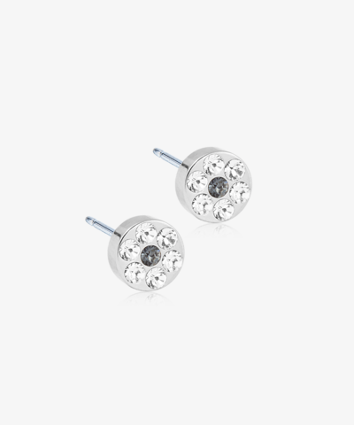 Серьги Хрустальный Диск, Кристалл/ черный бриллиант