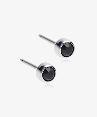 Серьги Безель 4 мм, Черный