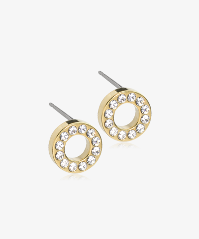 Серьги Сверкающий Диск Полый, Кристалл