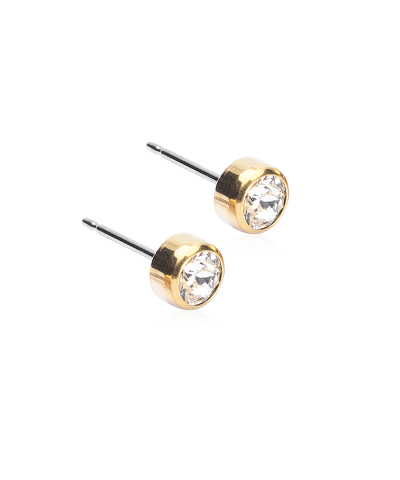 Серьги Безель 5 мм, Кристалл