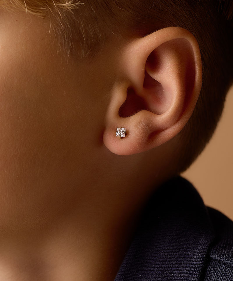 Серьги Тиффани Эдж 5 мм, Белый
