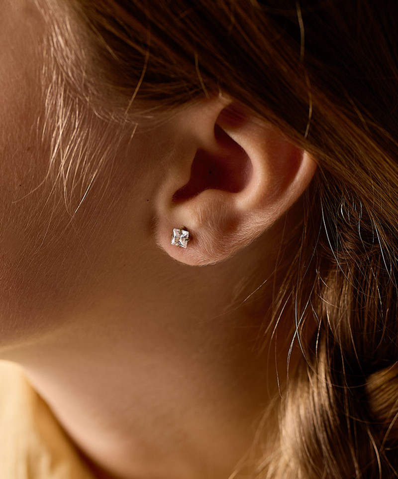 Серьги Тиффани Эдж 5 мм, Белый