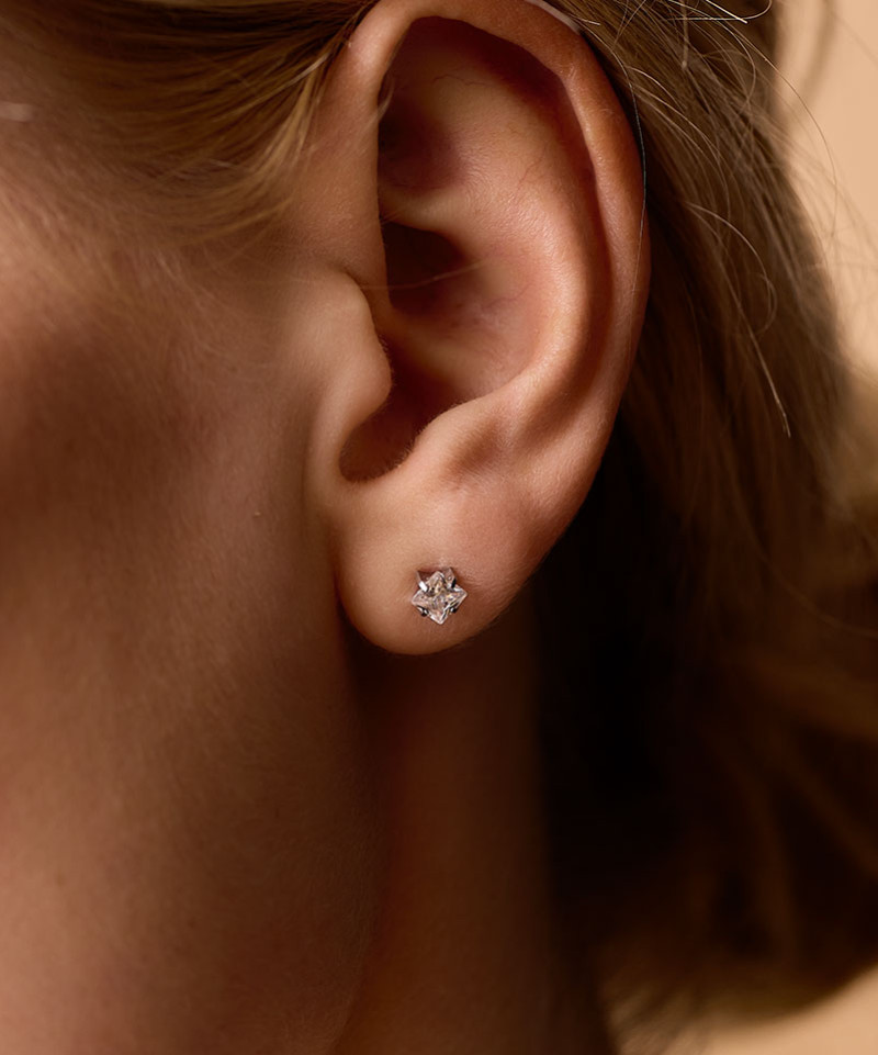 Серьги Тиффани Эдж 5 мм, Белый