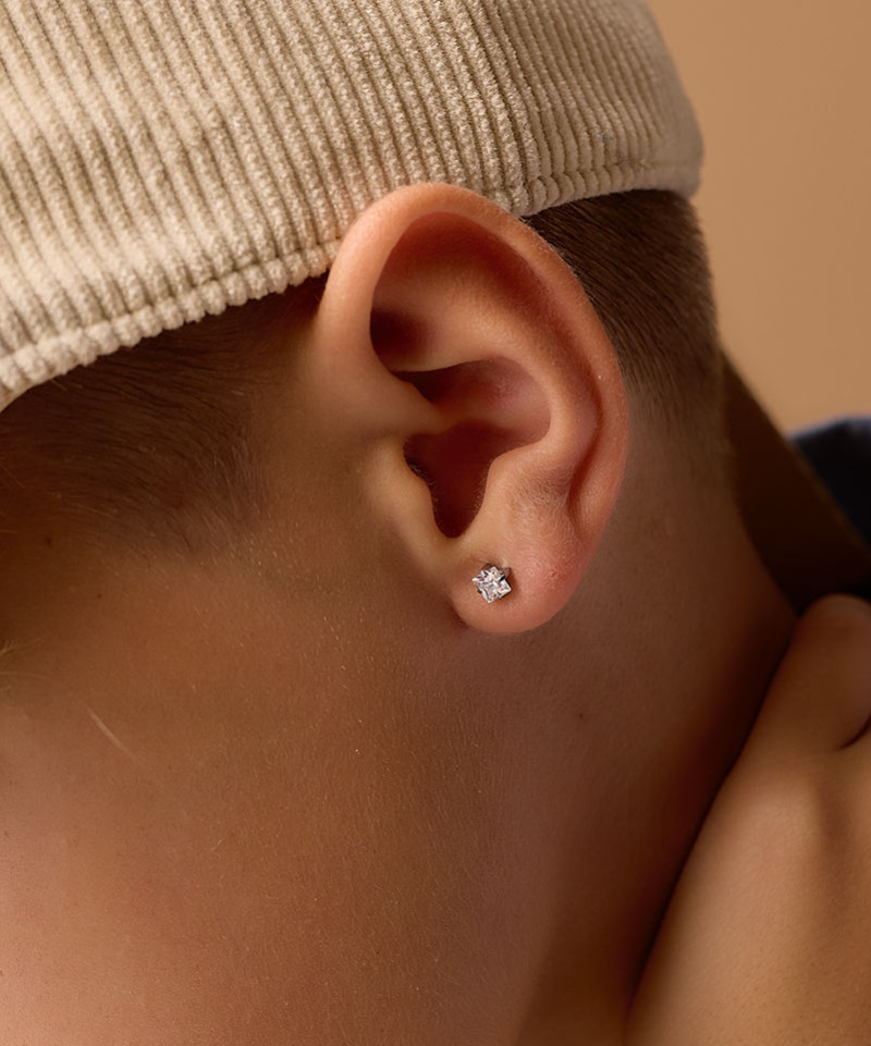 Серьги Тиффани Эдж 5 мм, Белый